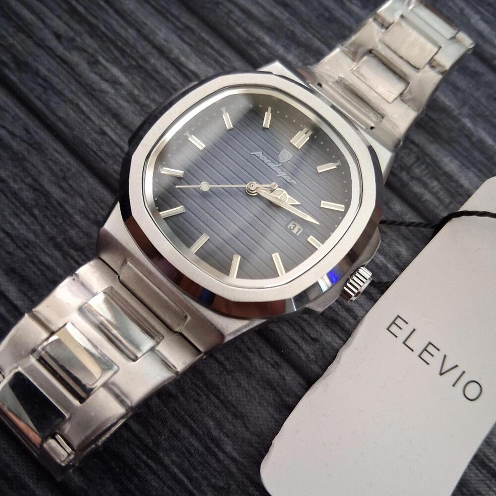 Poedegar 45mm Stainless & Blue‎ Mens Luxury Watch NEW